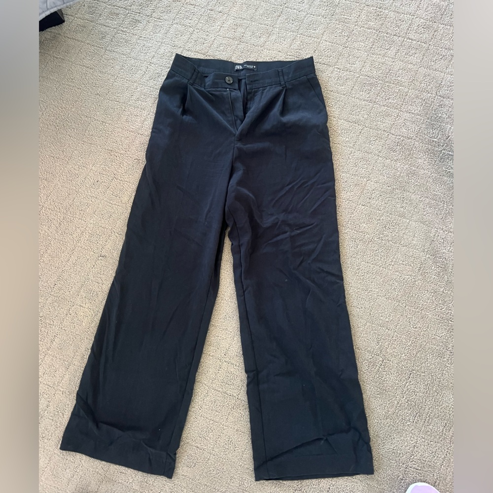 Zara wideleg black trousers size Medium